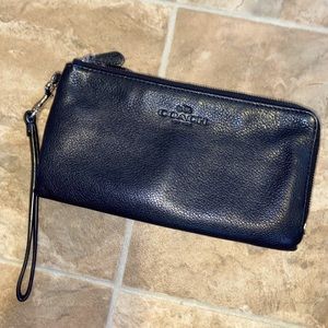 Coach Pebbled Leather Double Zip Wristlet